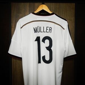 Germany 2014 Home Jersey – Thomas Müller #13 – Large – White, Black & Red Adidas